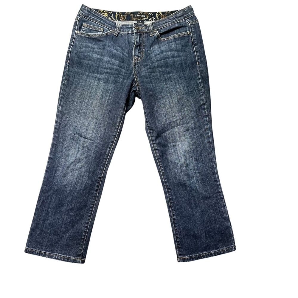 St Johns Bay Jeans Womens 10P Blue Mid Rise Straight Stretch Denim EUC